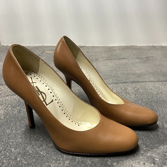 YSL Saint Laurent tan camel nude pumps heels, size 36.5 - Picture 6 of 7